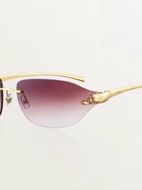 Cartier Women's Gold Frame Sunglasses with Gradient Purple Lenses